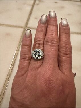 Platinum custom made diamond and sapphire ring. Size 7.25